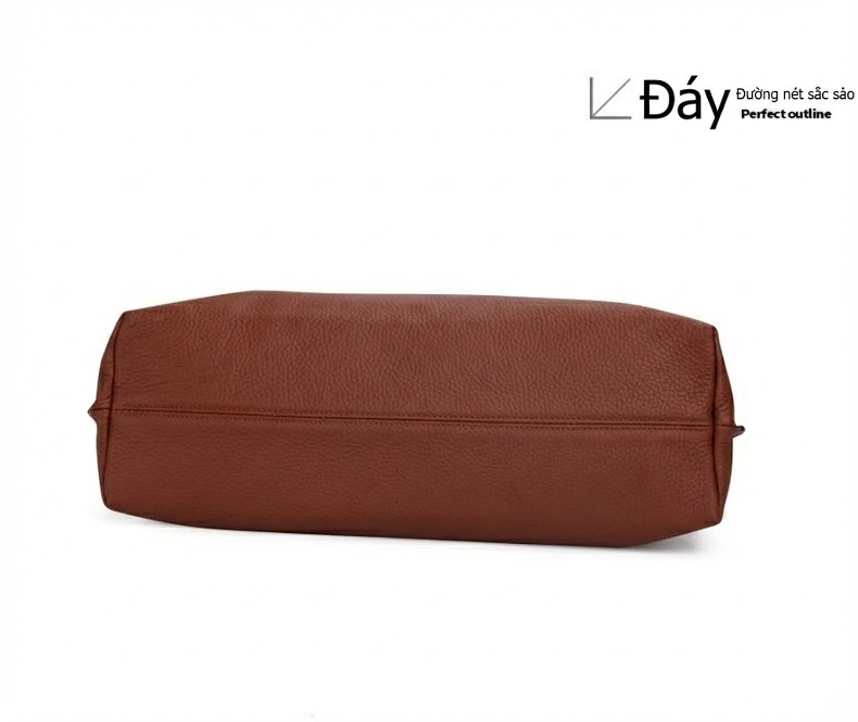 Túi Xách Nữ Da Bò Vải Canvas Kẻ Ô Lớn Cao Cấp Màu Caramel chi tiết 15