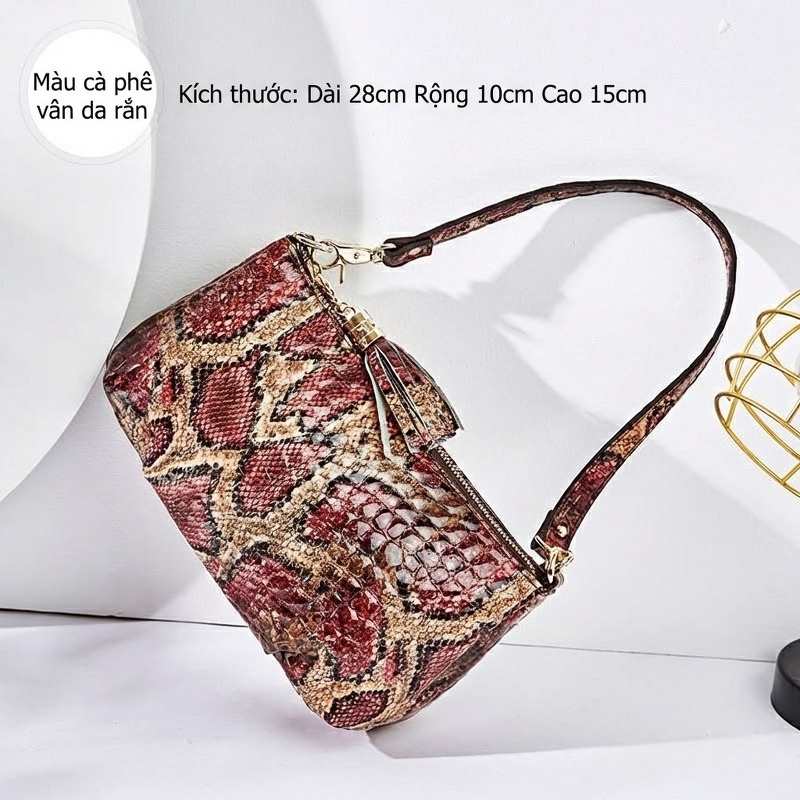 Túi Xách Nữ Da Bò Vân Cá Sấu Đeo Vai, Đeo Chéo, Xách Tay, Túi Đựng Ipad Màu Đen, Nâu, Tím chi tiết 5