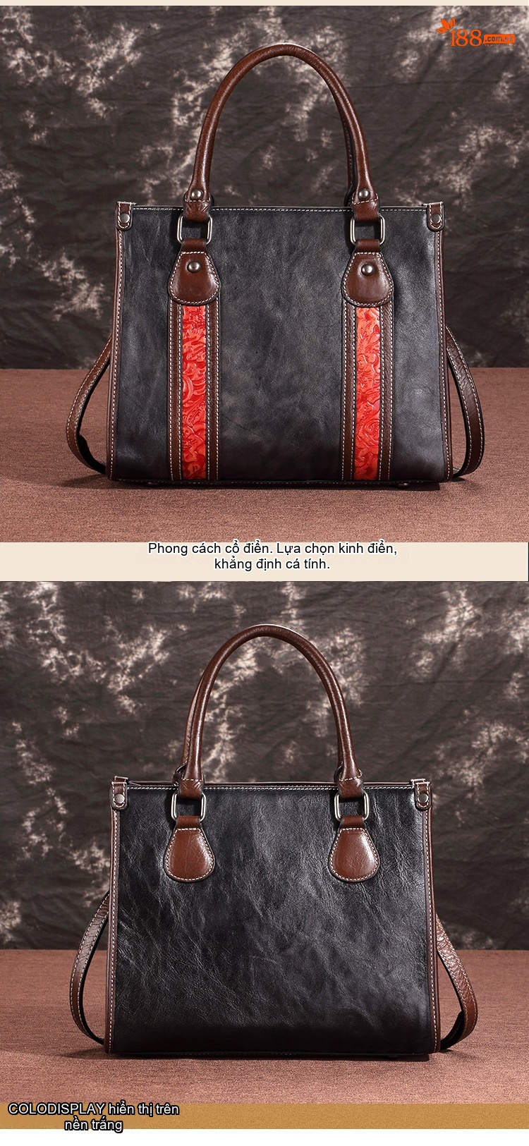 Túi Xách Nữ Da Bò Vintage Đeo Vai, Xách Tay, Đeo Chéo Màu Nâu chi tiết 5