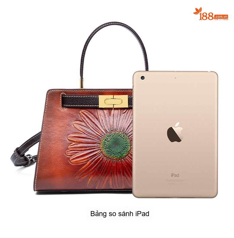 Túi Xách Nữ Da Bò Vintage Quốc Dân Đeo Vai, Đeo Chéo, Xách Tay Màu Nâu Đỏ, Đen chi tiết 12