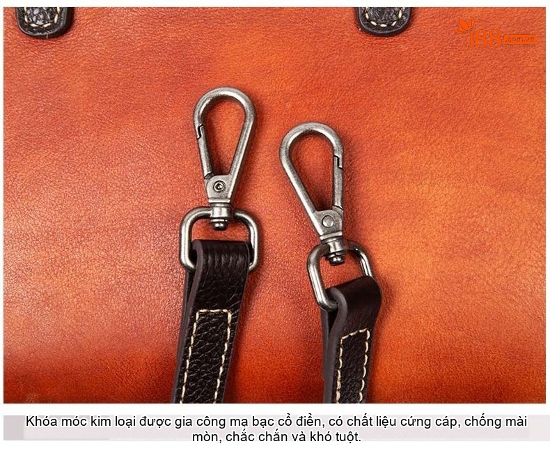 Túi Xách Nữ Da Bò Vintage Quốc Dân Đeo Vai, Đeo Chéo, Xách Tay Màu Nâu Đỏ, Đen chi tiết 15