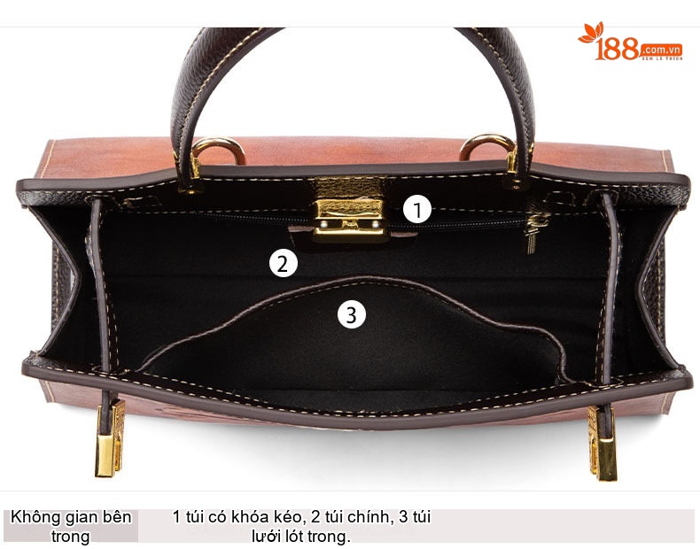 Túi Xách Nữ Da Bò Vintage Quốc Dân Đeo Vai, Đeo Chéo, Xách Tay Màu Nâu Đỏ, Đen chi tiết 17