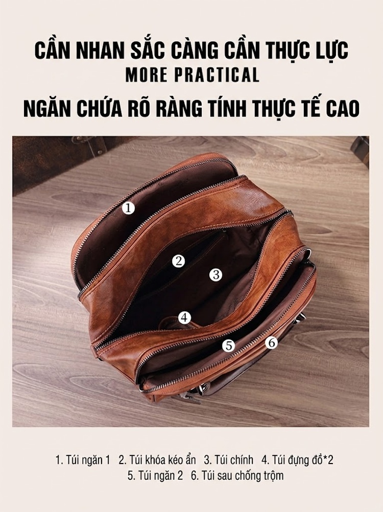Túi Xách Nữ Da Bóng Dập Vân Họa Tiết Cổ Điển Phong Cách Âu Mỹ Có Dây Đeo Vai Màu Nâu chi tiết 6