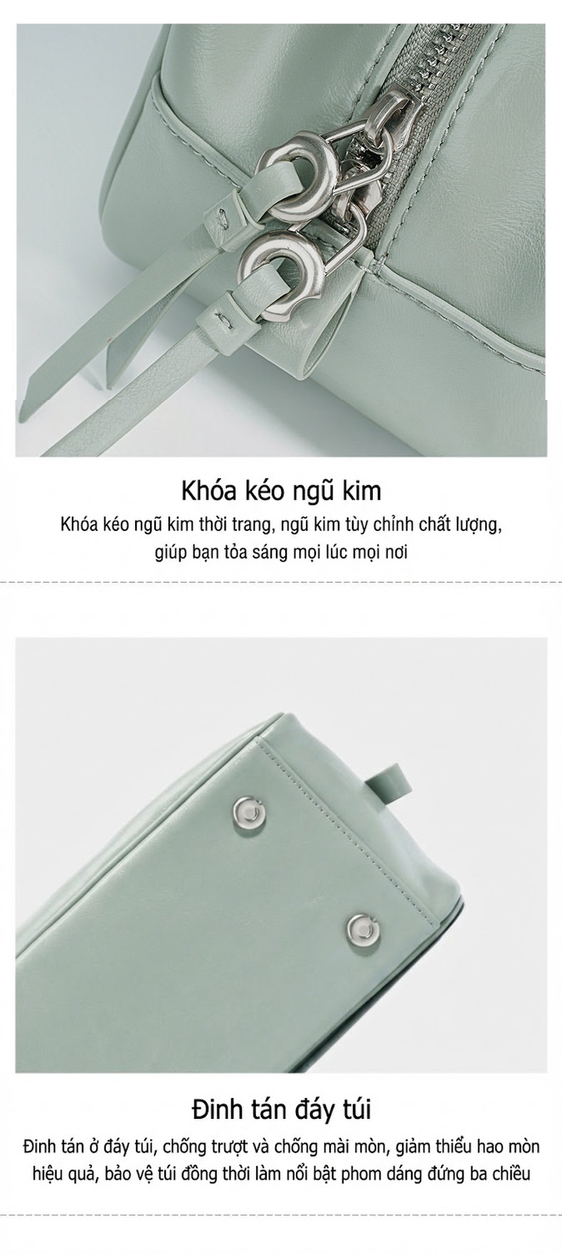 Túi Xách Nữ Da Bóng Đeo Vai/Kẹp Nách Phom Vuông Màu Trắng, Xám, Đen chi tiết 12