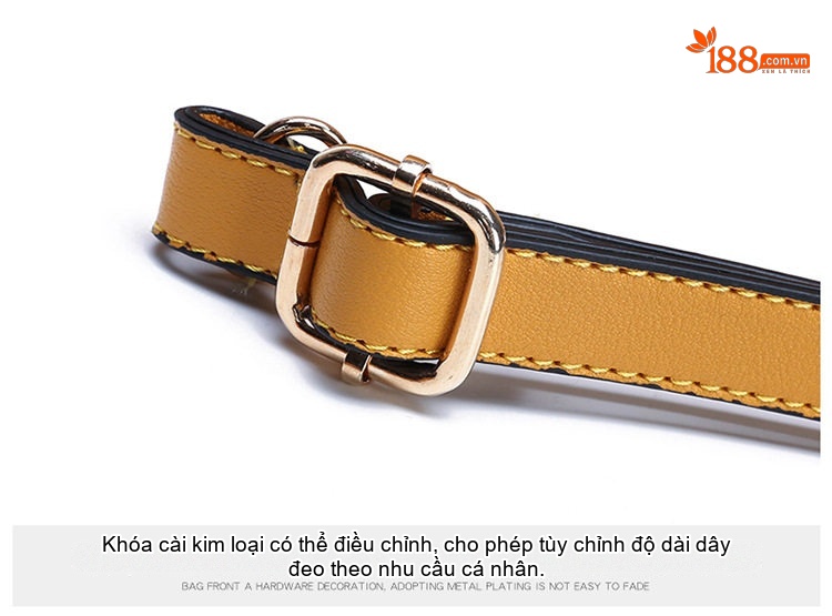 Túi Xách Nữ Da Bóng Đeo Vai Kiểu Túi Bucket Kèm Ví Cầm Tay Màu Đen, Vàng, Đỏ, Nâu chi tiết 30