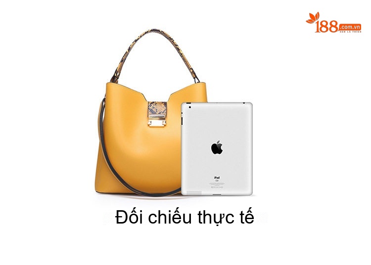 Túi Xách Nữ Da Bóng Đeo Vai Kiểu Túi Bucket Kèm Ví Cầm Tay Màu Đen, Vàng, Đỏ, Nâu chi tiết 9