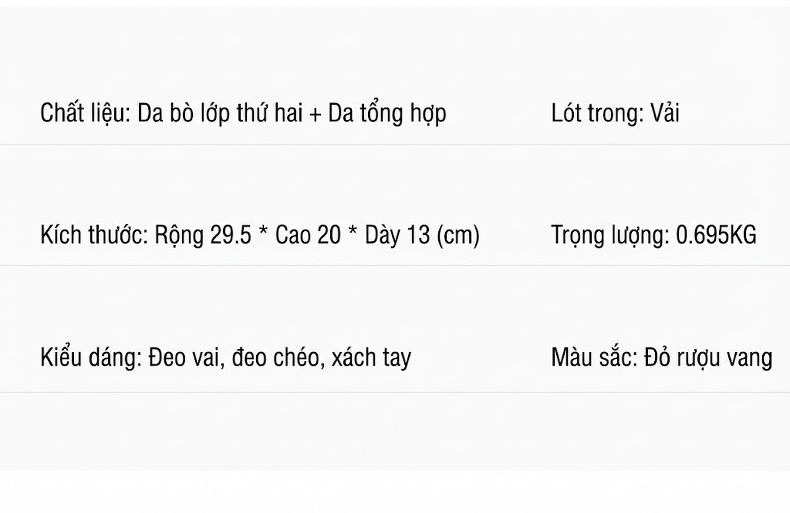 Túi Xách Nữ Da Bóng Quà Tặng Mẹ Cầm Tay Đeo Chéo Cao Cấp Màu Đỏ chi tiết 7