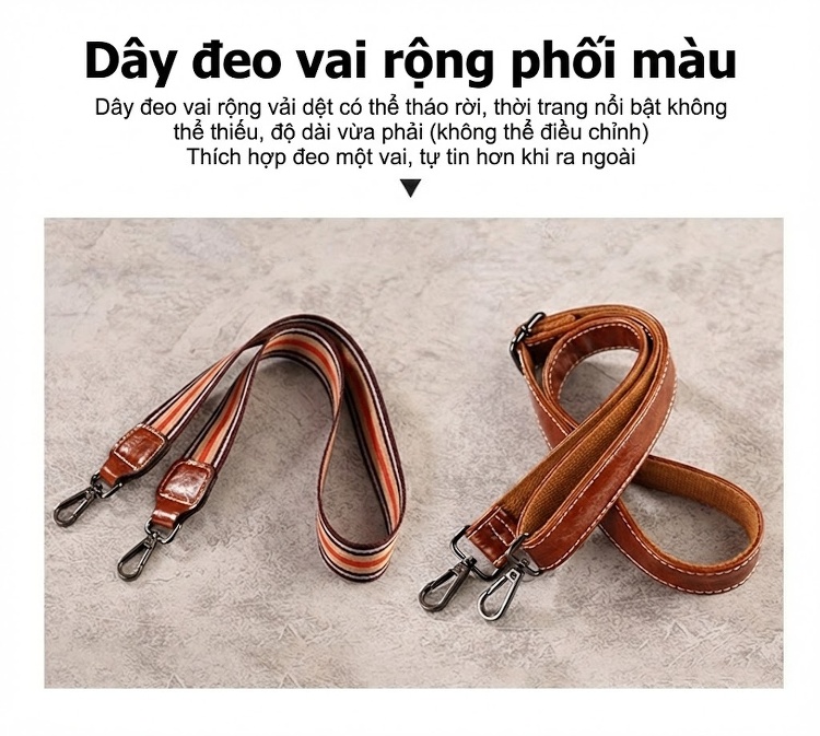Túi Xách Nữ Da Bóng Retro Châu Âu Đeo Vai, Đeo Chéo, Xách Tay, Dung Tích Lớn Màu Nâu chi tiết 11