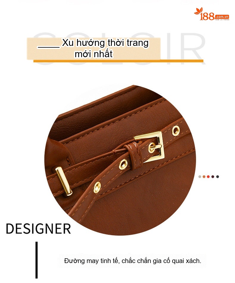 Túi Xách Nữ Da Bóng Set 3 Món Tote Trang Trí Thắt Lưng Phong Cách Công Sở Màu Đen, Nâu, Đỏ, Xanh... chi tiết 11