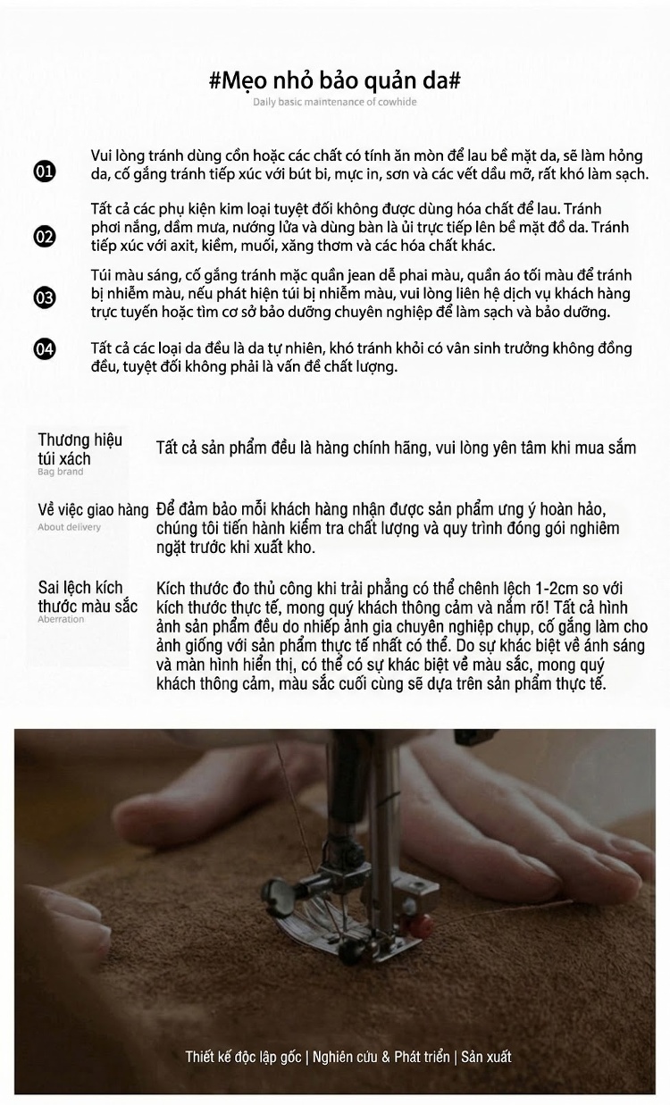 Túi Xách Nữ Da Bóng Thiết Kế Vintage Đeo Vai, Xách Tay, Túi Kẹp Nách Màu Đen, Nâu, Kem, Đỏ chi tiết 16