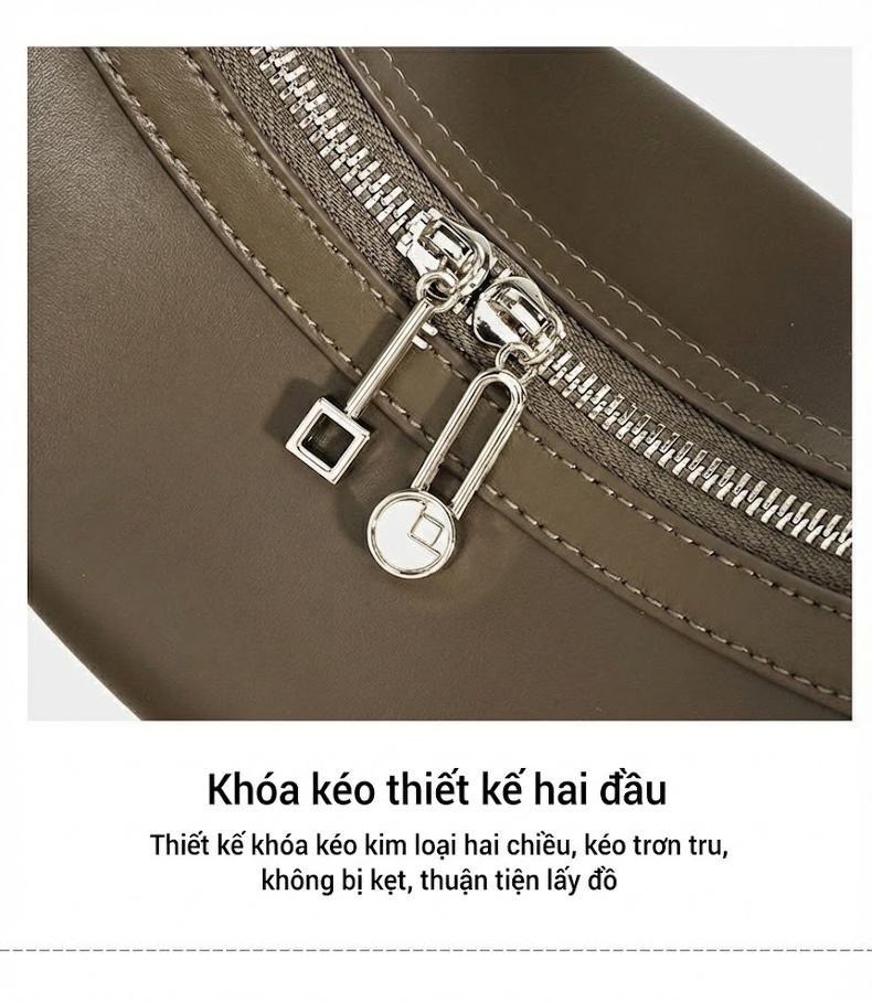 Túi Xách Nữ Da Bóng Thiết Kế Y2K Đeo Vai, Xách Tay Hình Trăng Lưỡi Liềm Màu Nâu, Xám, Đỏ chi tiết 16