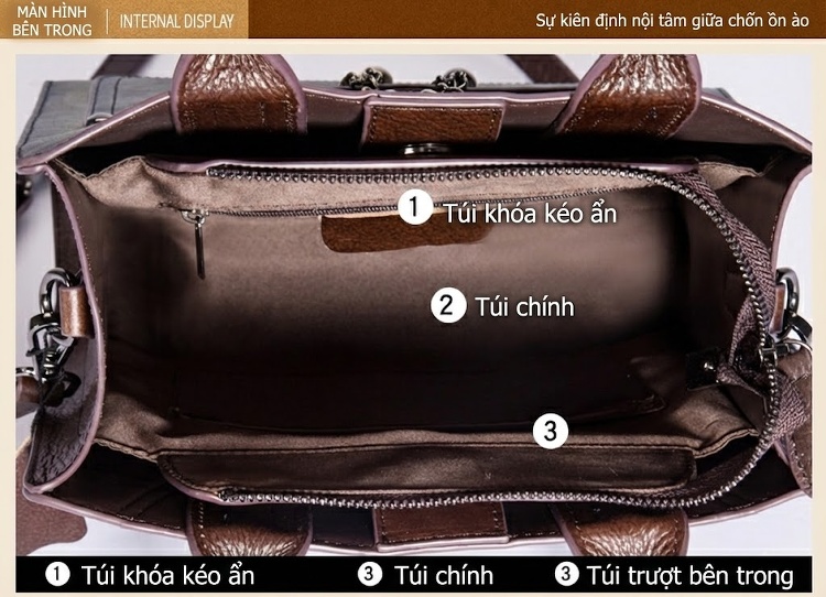 Túi Xách Nữ Da Cao Cấp Khắc Hoa Văn Thủ Công Dáng Đứng Màu Nâu, Xanh, Đỏ... chi tiết 25
