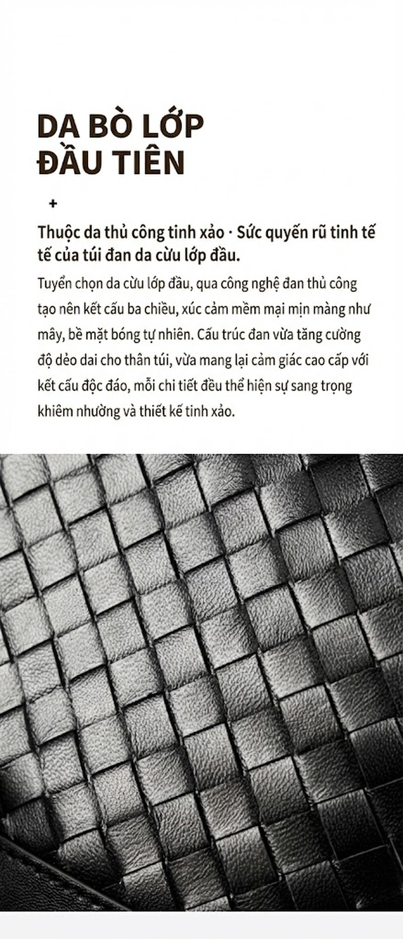 Túi Xách Nữ Da Cừu Đan Họa Tiết Dáng Thùng Xách Tay Đeo Chéo Phong Cách Thanh Lịch Màu Trắng, Xanh, Đen chi tiết 5