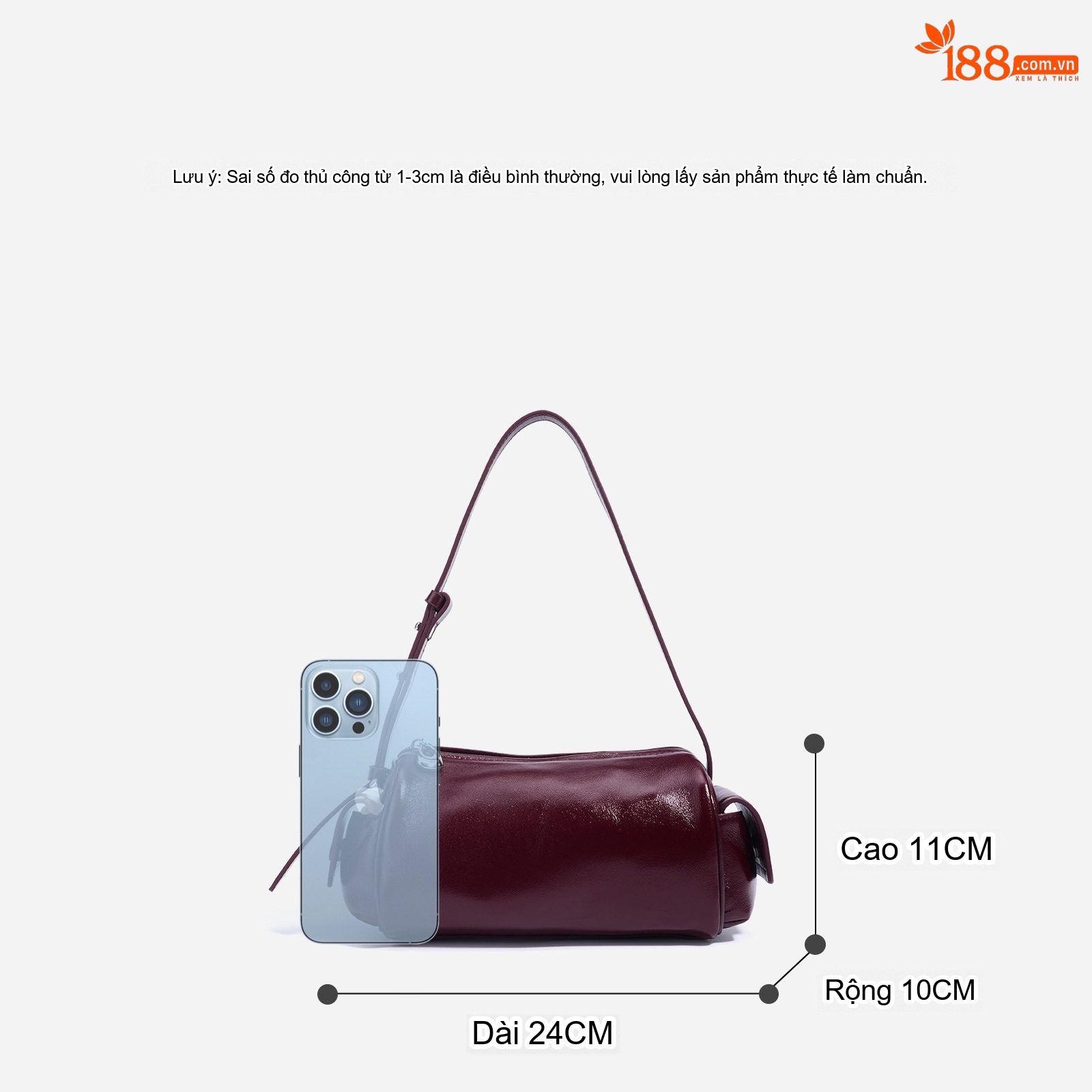 Túi Xách Nữ Da Cừu Thiết Kế Mini Đeo Vai, Xách Tay Màu Đen, Đỏ Rượu