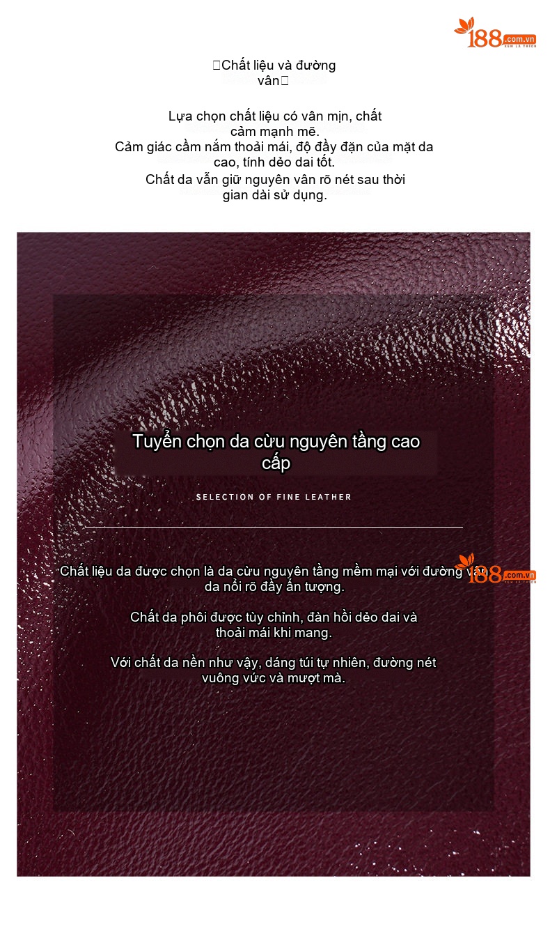 Túi Xách Nữ Da Cừu Thiết Kế Mini Đeo Vai, Xách Tay Màu Đen, Đỏ Rượu chi tiết 9