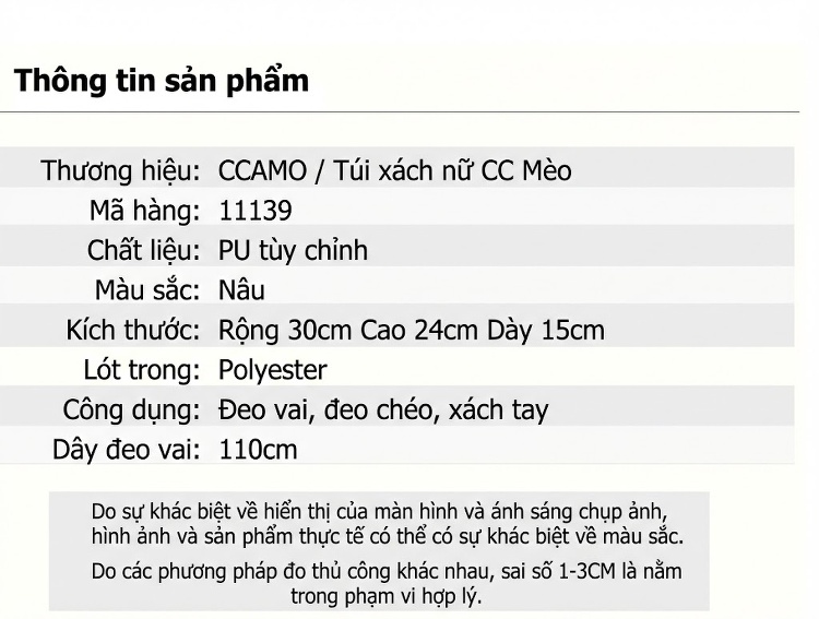 Túi Xách Nữ Da Mềm Đeo Vai, Xách Tay, Đeo Chéo, Dung Tích Lớn Màu Nâu chi tiết 5