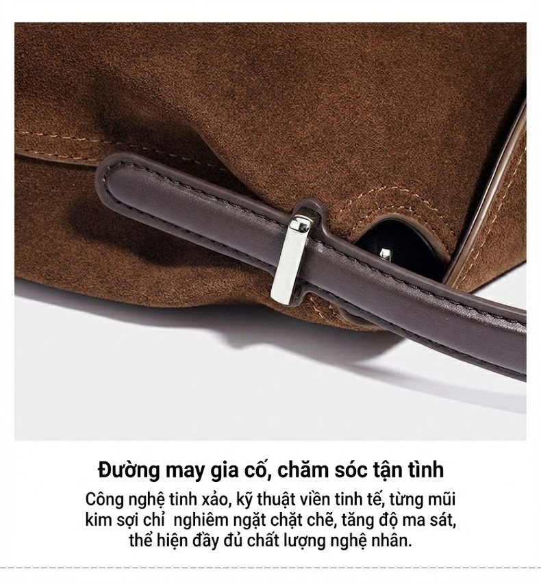 Túi Xách Nữ Da Mờ Đeo Chéo/Xách Tay Phong Cách Cổ Điển Màu Nâu, Đỏ chi tiết 13