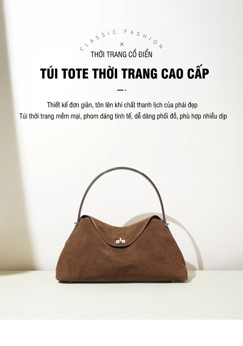 Túi Xách Nữ Da Mờ Đeo Chéo/Xách Tay Phong Cách Cổ Điển Màu Nâu, Đỏ chi tiết 2