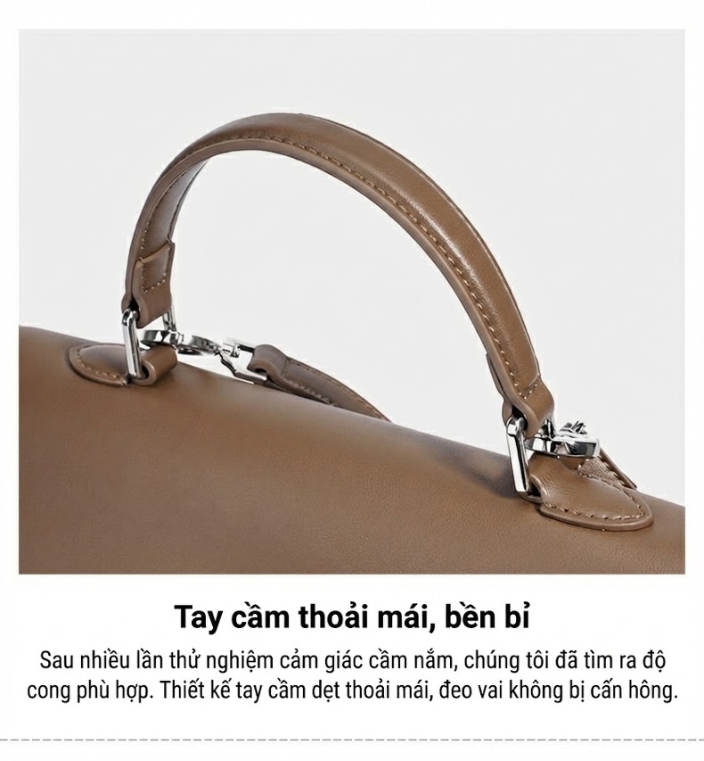 Túi Xách Nữ Da Mờ Đeo Vai Đeo Chéo Ba Lô Đa Năng Phong Cách Retro Màu Nâu, Be chi tiết 13