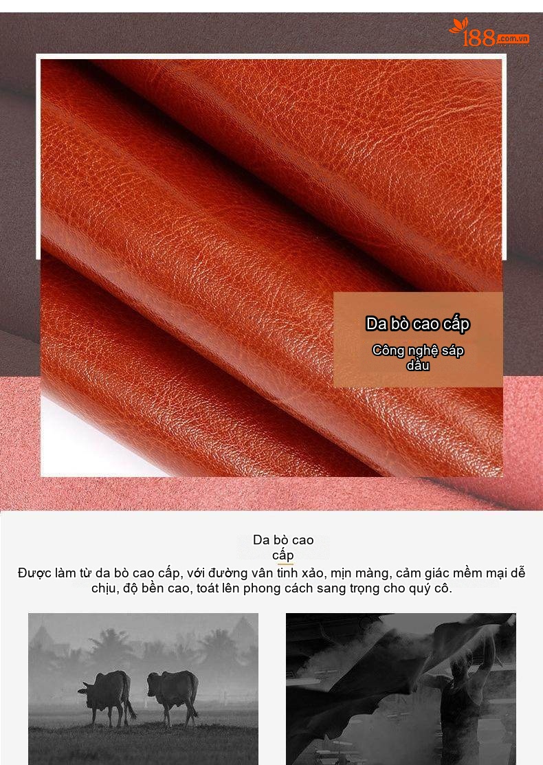 Túi Xách Nữ Da Thật Công Sở Đựng Tài Liệu Khổ Lớn Màu Nâu chi tiết 9