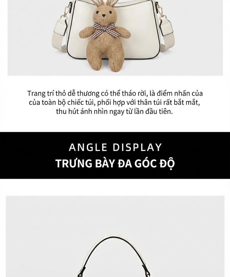 Túi Xách Nữ Da Thật Dáng Bucket Cao Cấp Đeo Vai, Đeo Chéo Màu Xám chi tiết 12