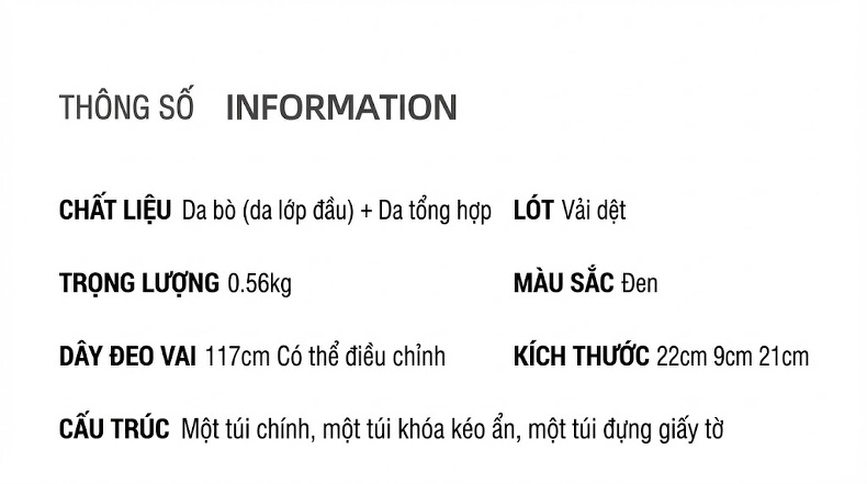 Túi Xách Nữ Da Thật Dáng Túi Rút Đeo Chéo, Đeo Vai, Túi Đựng Vừa Nhiều Đồ Màu Đen chi tiết 7