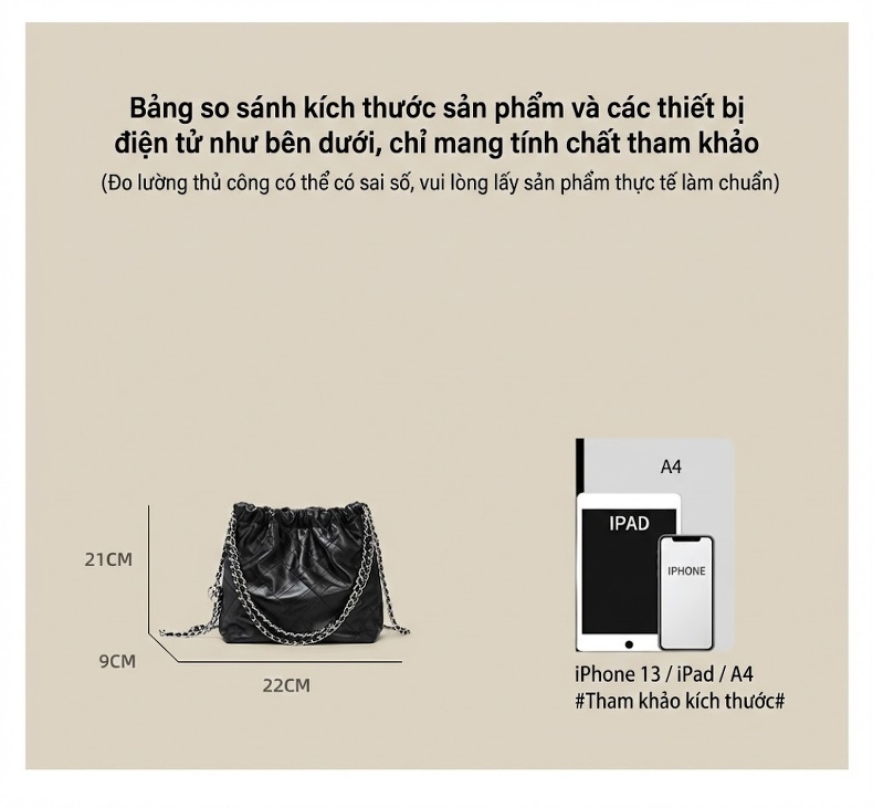 Túi Xách Nữ Da Thật Dáng Túi Rút Đeo Chéo, Đeo Vai, Túi Đựng Vừa Nhiều Đồ Màu Đen chi tiết 8