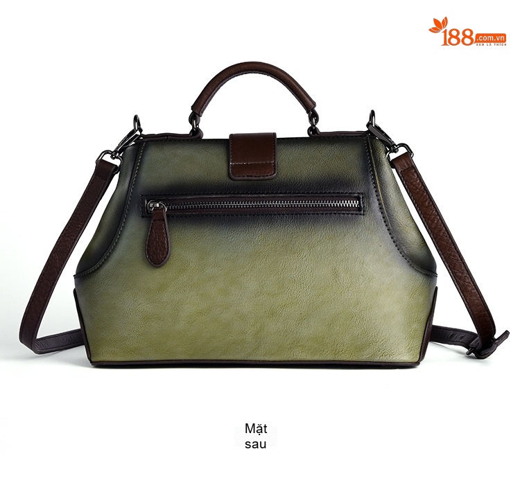 Túi Xách Nữ Da Thật Dập Vân Họa Tiết Vintage Quai Xách Tay Đeo Chéo Màu Xanh Lá, Nâu, Xám, Đỏ... chi tiết 8