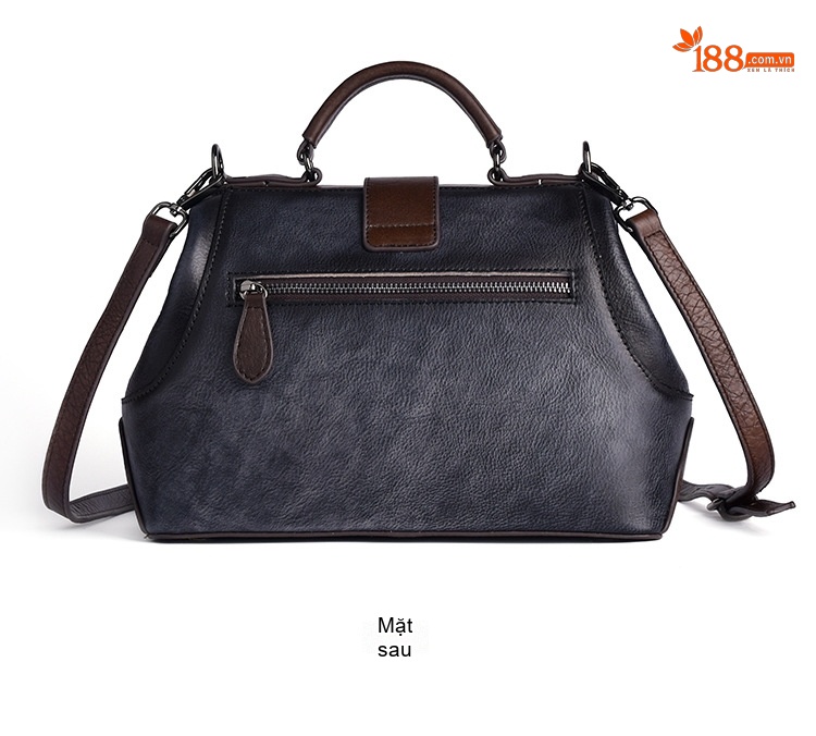 Túi Xách Nữ Da Thật Dập Vân Họa Tiết Vintage Quai Xách Tay Đeo Chéo Màu Xanh Lá, Nâu, Xám, Đỏ... chi tiết 15