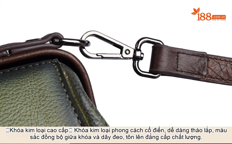 Túi Xách Nữ Da Thật Dập Vân Họa Tiết Vintage Quai Xách Tay Đeo Chéo Màu Xanh Lá, Nâu, Xám, Đỏ... chi tiết 19