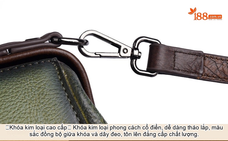 Túi Xách Nữ Da Thật Dập Vân Họa Tiết Vintage Quai Xách Tay Đeo Chéo Màu Xanh Lá, Nâu, Xám, Đỏ... chi tiết 25