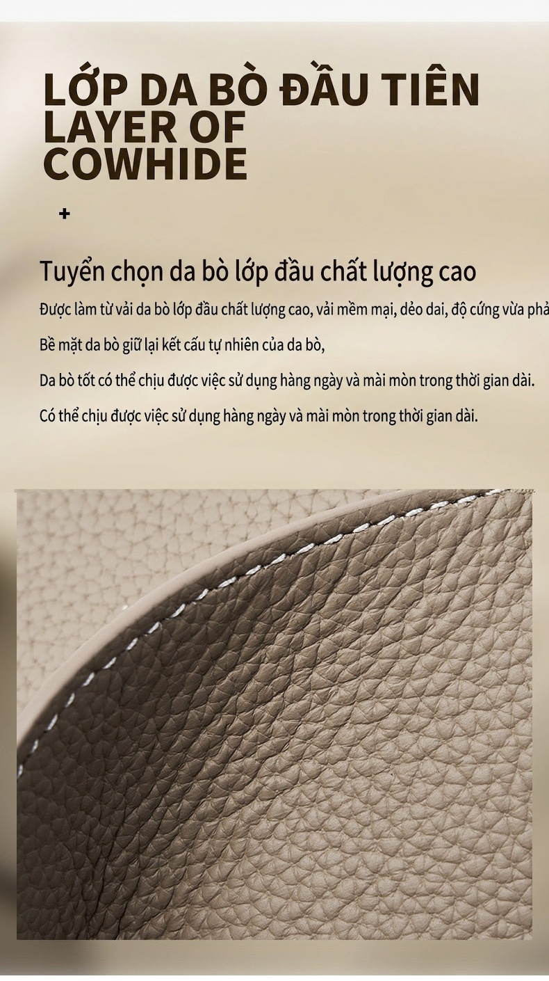 Túi Xách Nữ Da Thật Đeo Chéo Đeo Vai Kiểu Dáng Saddle Màu Nâu chi tiết 19