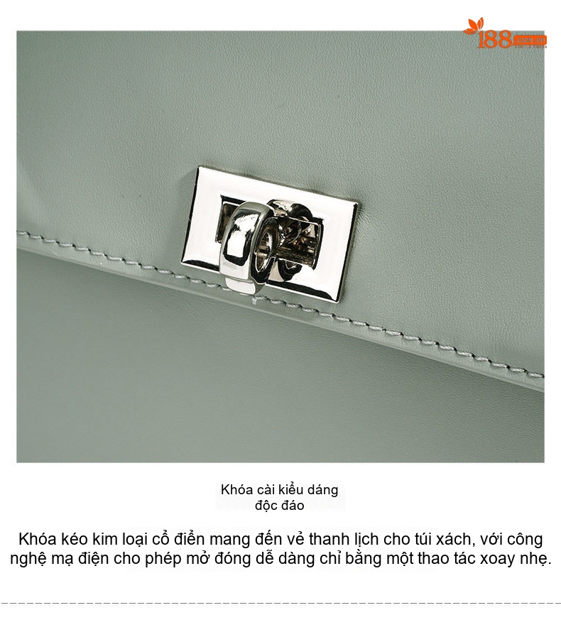 Túi Xách Nữ Da Thật Đeo Chéo Mini Cao Cấp Phong Cách Công Sở Màu Xanh, Nâu chi tiết 19