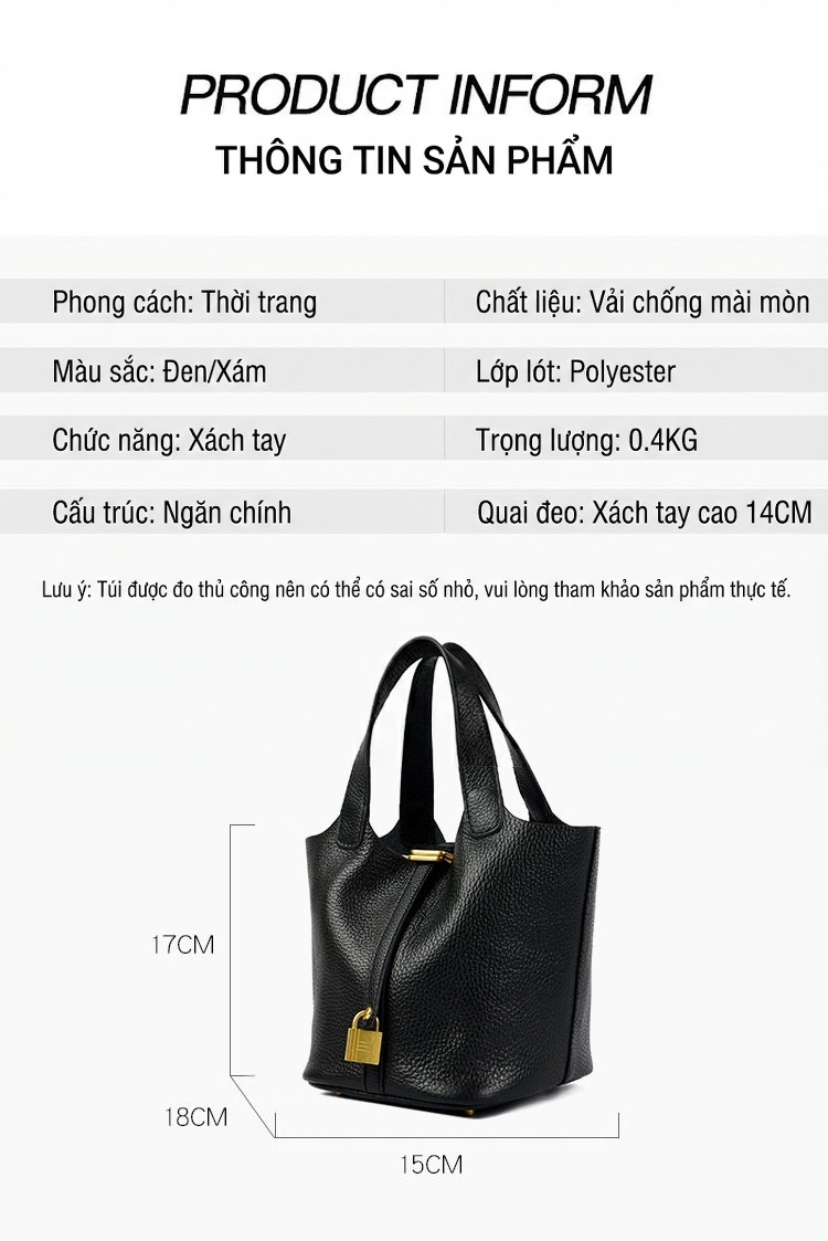 Túi Xách Nữ Da Thật Đeo Chéo/Xách Tay Thiết Kế Tối Giản Màu Đen, Xám chi tiết 23