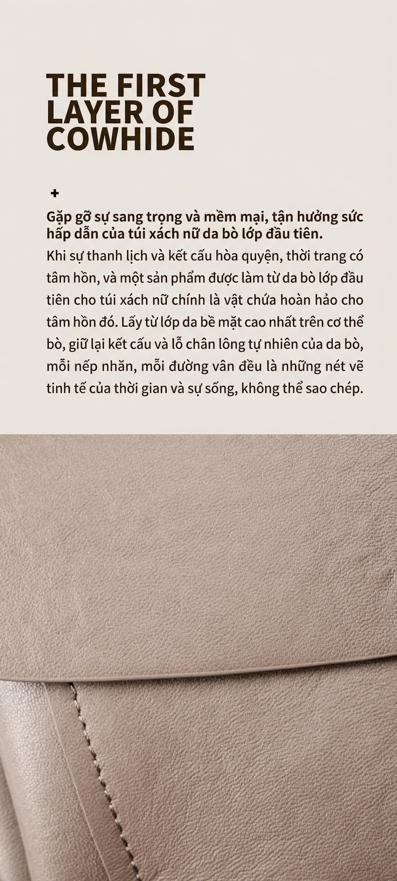 Túi Xách Nữ Da Thật Đeo Vai/Đeo Chéo Phong Cách Mella Cỡ Lớn Màu Trắng Kem, Nâu chi tiết 5