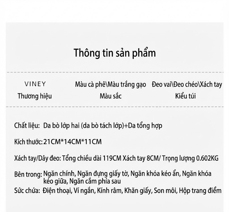 Túi Xách Nữ Da Thật Đeo Vai/Đeo Chéo Phong Cách Thanh Lịch chi tiết 3