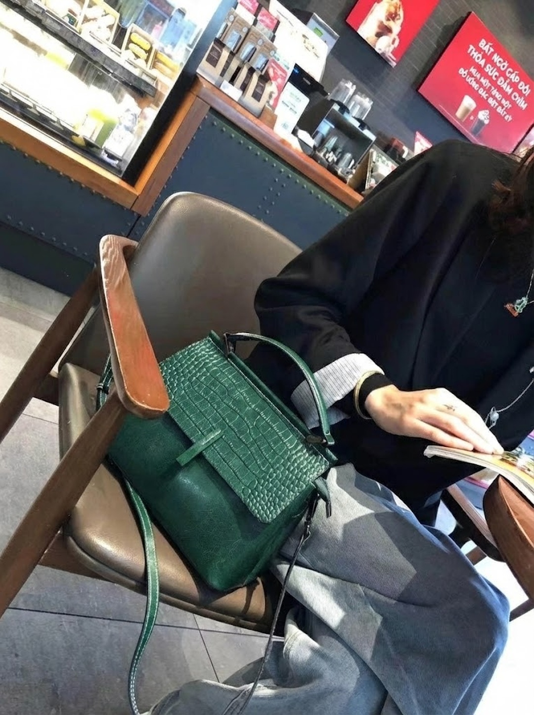 Túi Xách Nữ Da Thật Form Lớn Vintage Phong Cách Công Sở Màu Đỏ, Nâu, Đen chi tiết 8