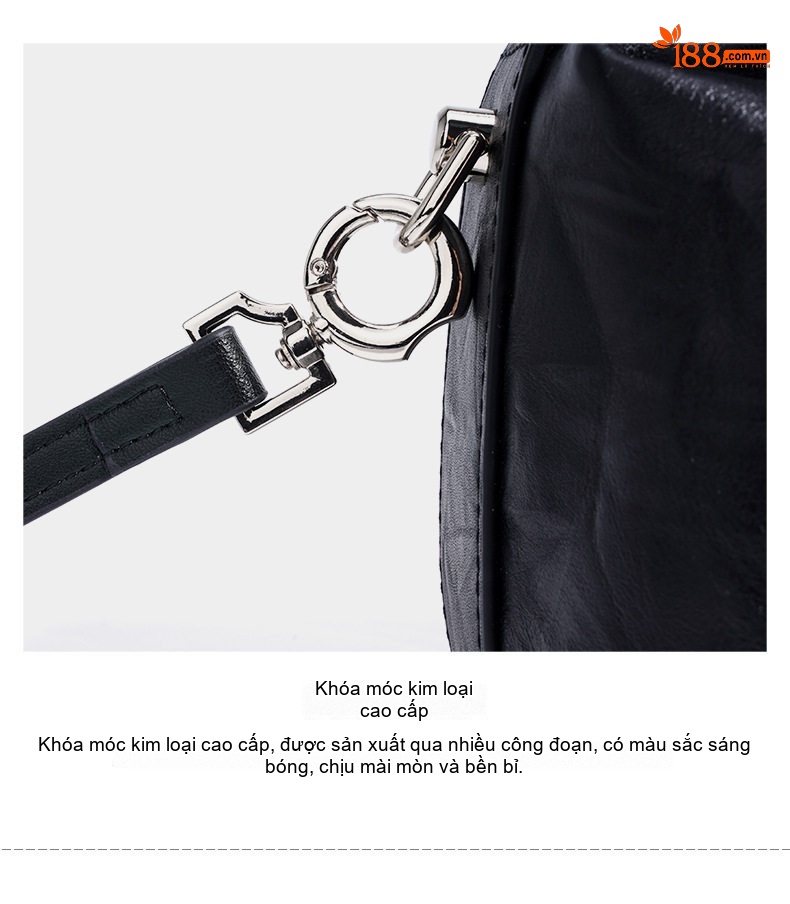 Túi Xách Nữ Da Thật Mini Handbag Đeo Vai/Kẹp Nách Phong Cách Retro Màu Đen, Trắng, Nâu chi tiết 13