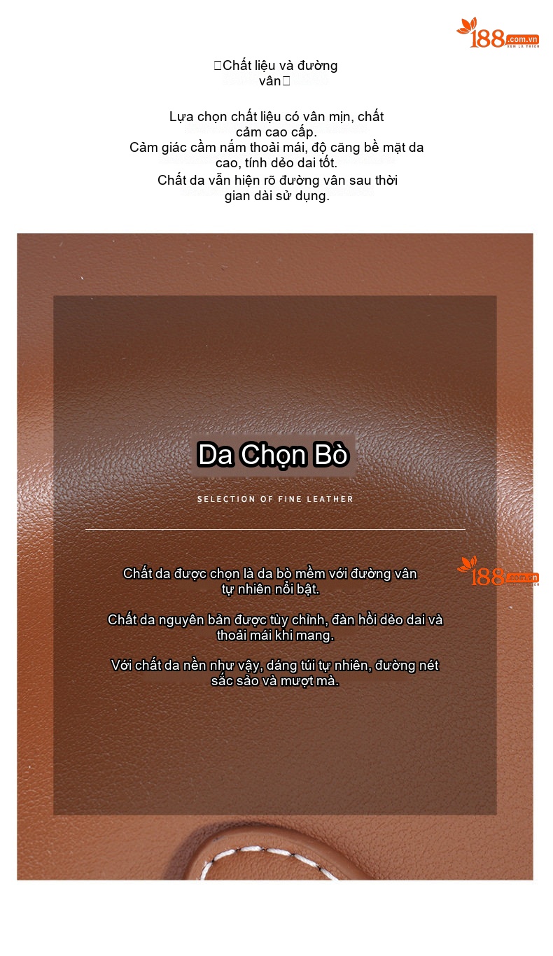 Túi Xách Nữ Da Thật Thiết Kế Tối Giản Phong Cách Boston Màu Nâu, Đen chi tiết 9