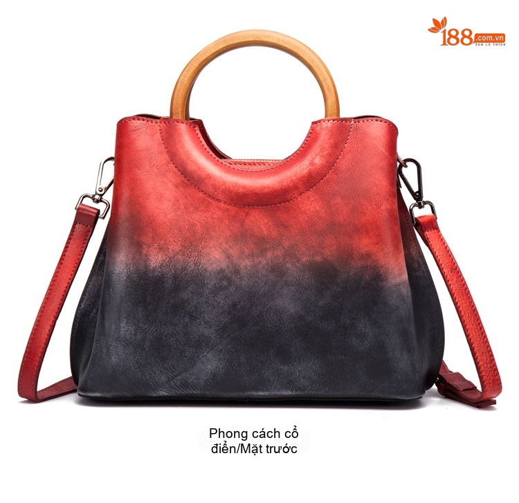 Túi Xách Nữ Da Thật Thủ Công Erased Color Retro Phối Màu Thời Trang Âu Mỹ Đeo Vai Túi Tote chi tiết 9