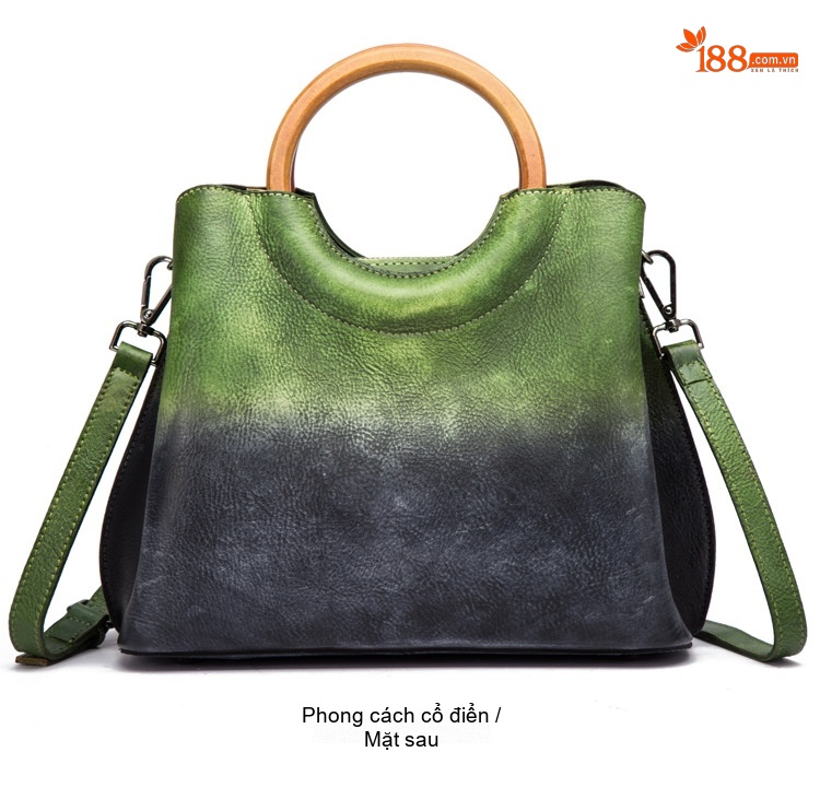 Túi Xách Nữ Da Thật Thủ Công Erased Color Retro Phối Màu Thời Trang Âu Mỹ Đeo Vai Túi Tote chi tiết 14