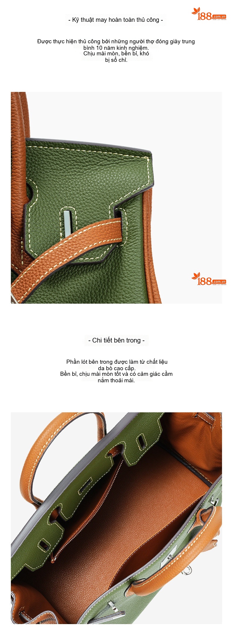 Túi Xách Nữ Da Thật Togo 30 Lớn Đeo Vai Đa Năng Phong Cách Tiểu Thư Màu Xanh Olive, Nâu chi tiết 16