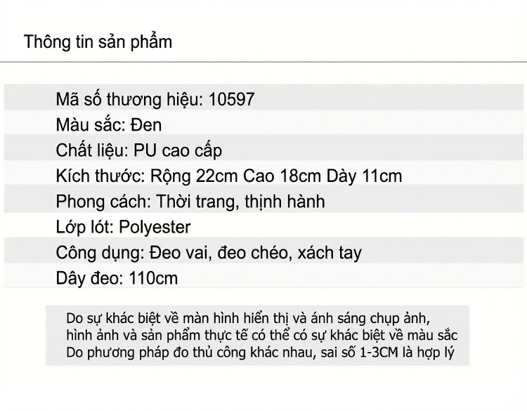 Túi Xách Nữ Da Vân Cá Sấu Đeo Chéo, Xách Tay Mini Màu Đen chi tiết 10