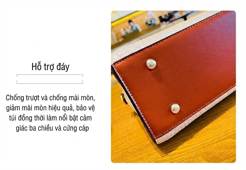 Túi Xách Nữ Da Vân Cá Sấu Đeo Vai Cỡ Lớn Màu Trắng Kem, Nâu chi tiết 7