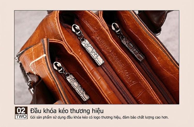 Túi Xách Nữ Da Vân Đá Phối Màu Vintage Đeo Vai, Đeo Chéo Màu Nâu, Đỏ, Đen, Xanh Lá chi tiết 29