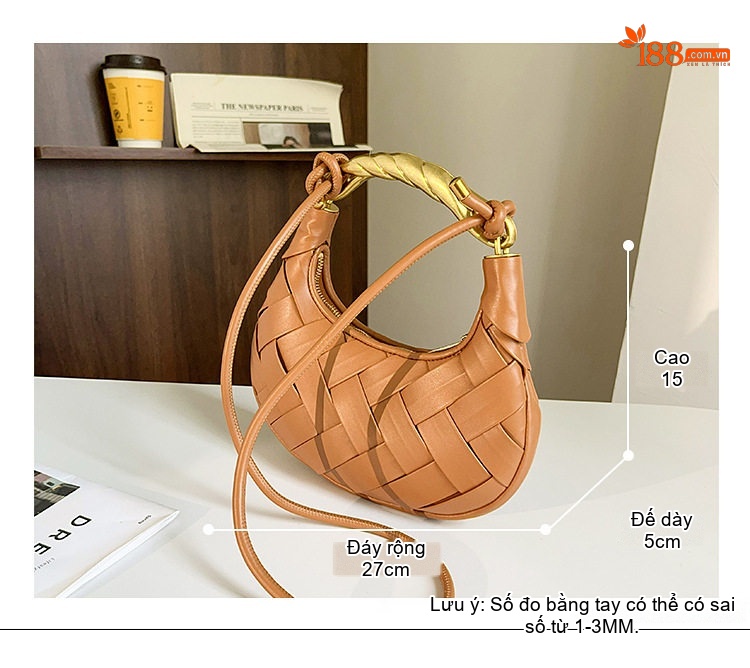 Túi Xách Nữ Đan Lưới Quai Xách Tay Hình Tổ Chim Thiết Kế Độc Đáo Màu Bạc, Đen, Trắng, Nâu chi tiết 2