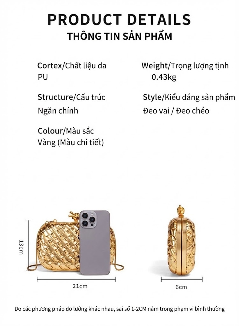 Túi Xách Nữ Đan Thủ Công Thời Trang Dự Tiệc Cầm Tay, Túi Đeo Vai Bề Mặt Da Bóng Màu Vàng, Vàng Nhạt, Xanh Lá... chi tiết 6
