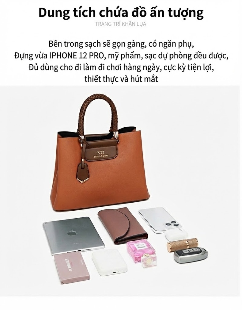 Túi Xách Nữ Đeo Chéo Da Mềm Sức Chứa Lớn Phong Cách Thời Trang Màu Nâu, Đỏ, Xám, Xanh... chi tiết 6