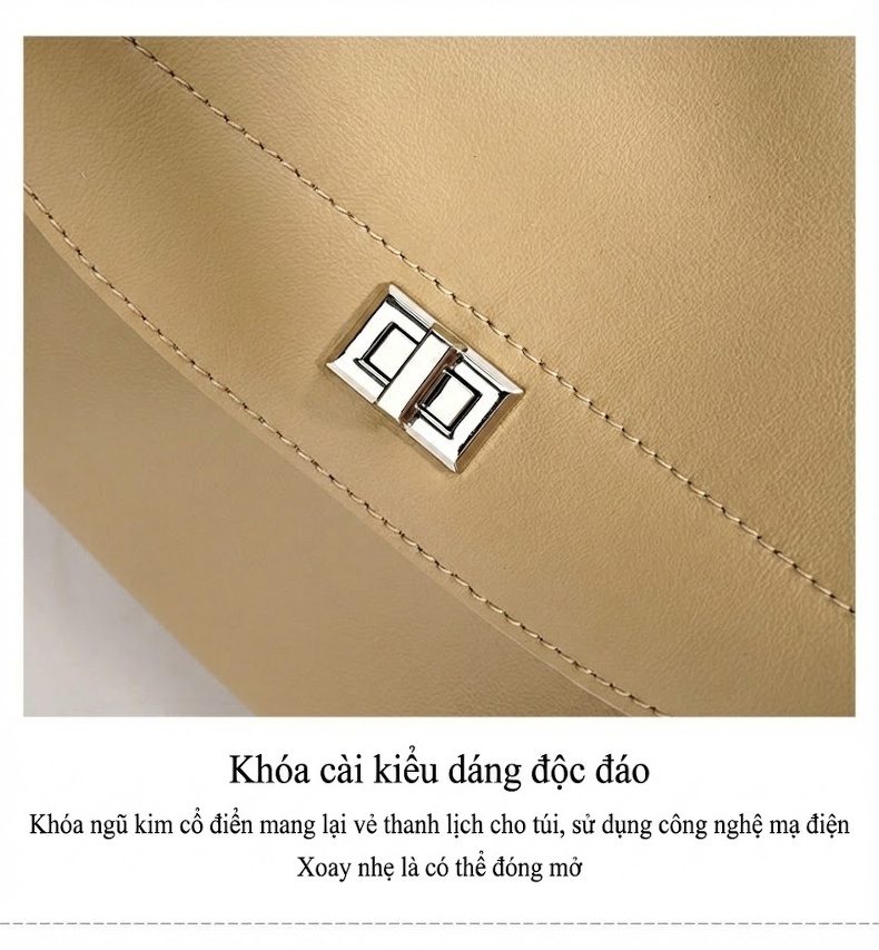 Túi Xách Nữ Đeo Chéo/Đeo Vai Da Bóng Phong Cách Retro Công Sở Dung Tích Lớn Màu Tím, Kem, Nâu chi tiết 12