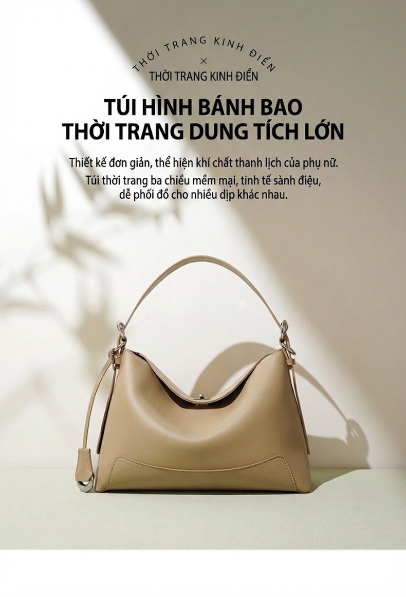 Túi Xách Nữ Đeo Chéo/Đeo Vai Da Bóng Phong Cách Retro Công Sở Dung Tích Lớn Màu Tím, Kem, Nâu chi tiết 1